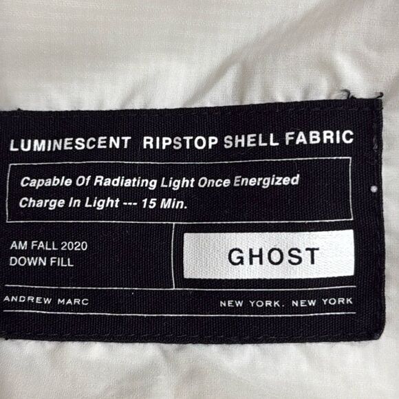 (N4) Andrew Marc Glow in the Dark Quilted Down Jacket Size M Uniset - Picture 12 of 16